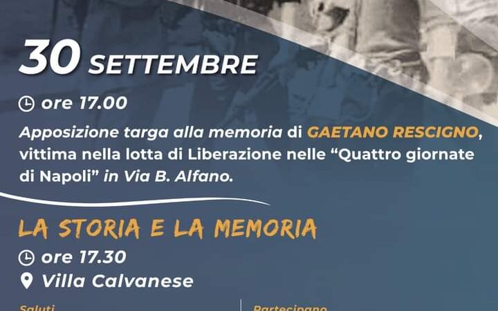 Castel San Giorgio: ricordo di Gaetano Rescigno, vittima delle Quattro Giornate di Napoli
