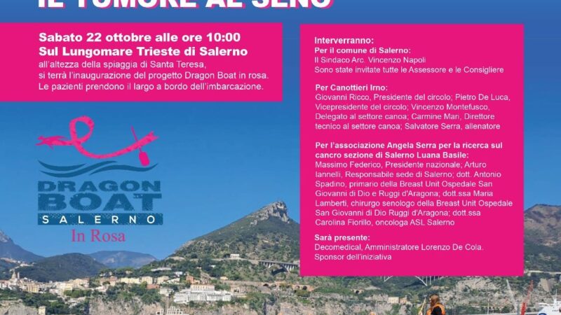 Salerno: tumore al seno, inaugurazione Dragon Boat in Rosa