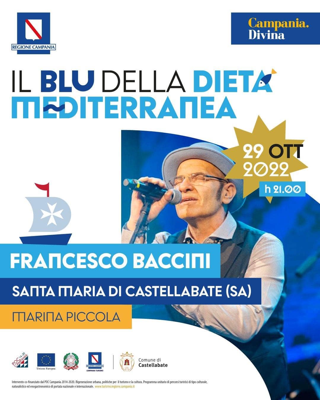 Castellabate: Il Blu della Dieta Mediterranea, concerto di Francesco Baccini