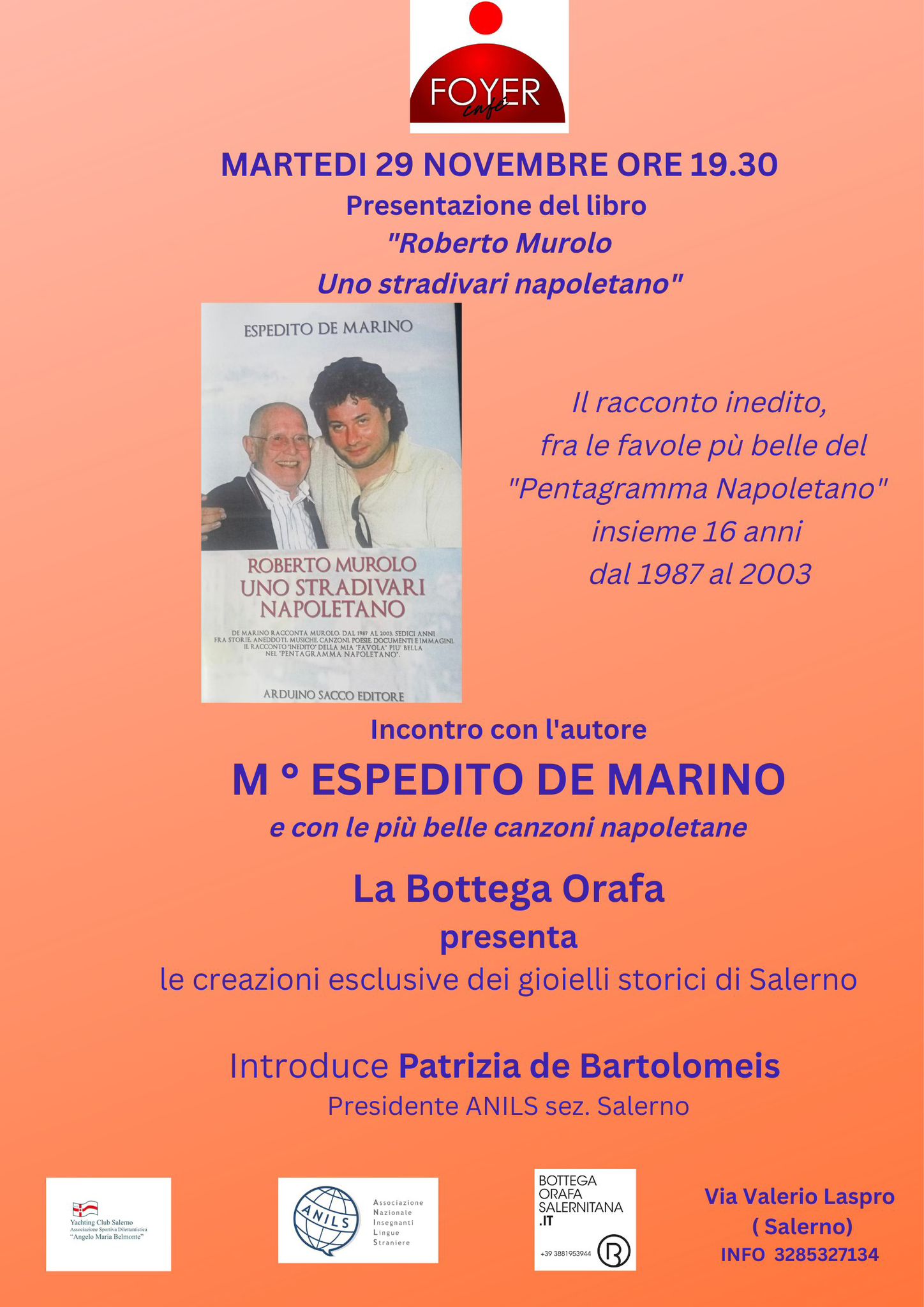 Salerno: presentazione del libro di Espedito De Marino “Roberto Murolo Uno stradivari napoletano”