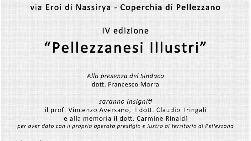 Pellezzano: Pro Loco, 4^ ediz. “Pellezzanesi Illustri”