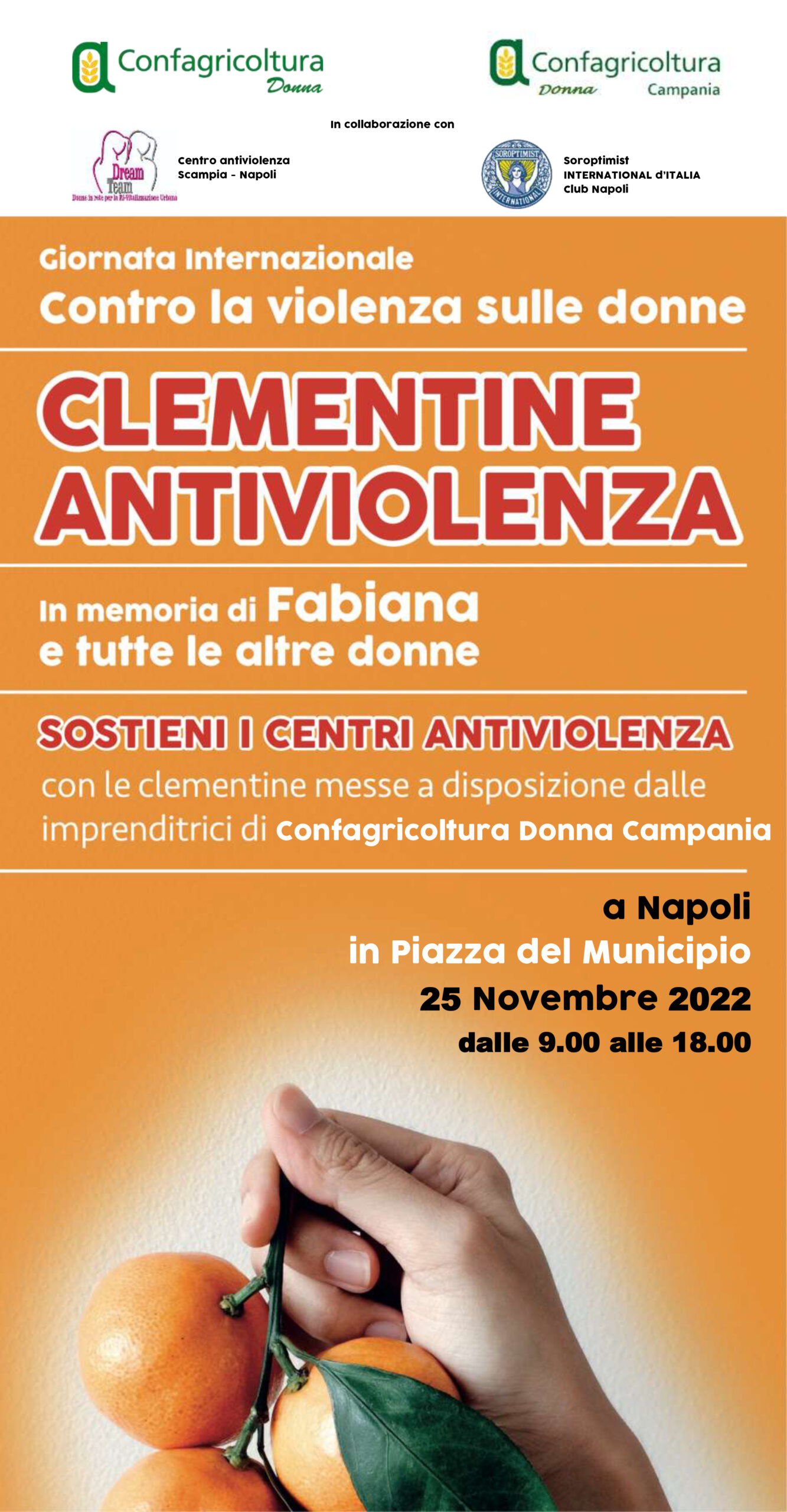 Campania: Confagricoltura Donna, 25 Novembre clementine antiviolenza