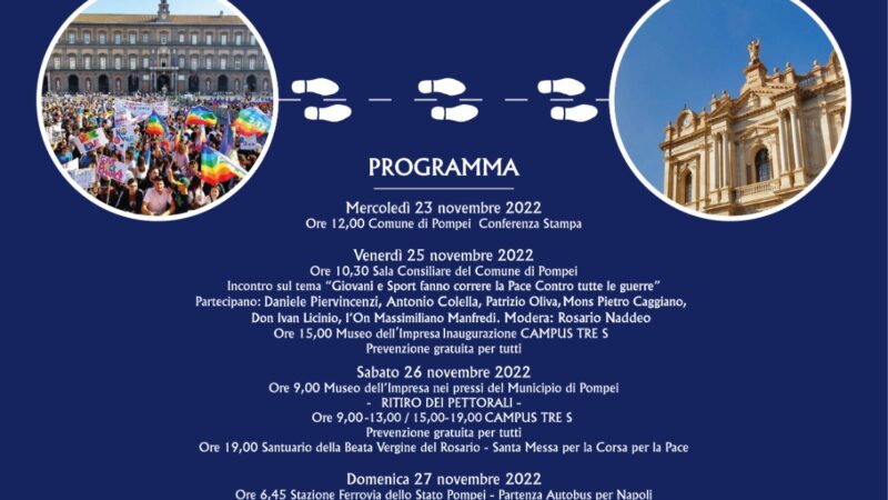 Pompei: presentazione “Campus 3S GIVOVA e XXVIII ediz. Corsa della Pace 2022”