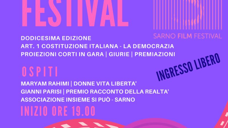 Sarno: al via XII ediz. Sarno Film Festival 2022