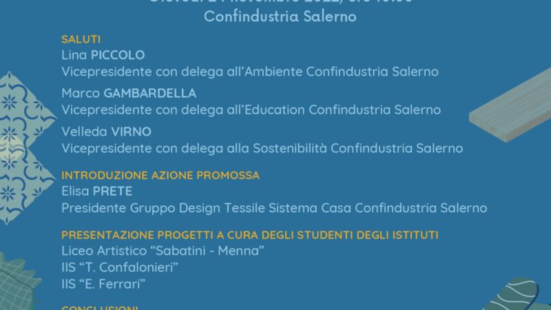 Salerno: Confindustria, evento finale “Pietra d’angolo, lo scarto si fa risorsa”