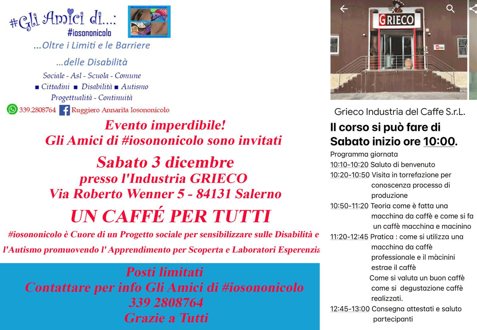 Salerno: I Corso di Formazione “Manager Quality Coffee Junior”, per Ragazzi Diversamente Abili 