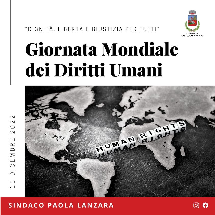 Castel San Giorgio: Sindaco Lanzara su 74^ Giornata Mondiale dei Diritti Umani