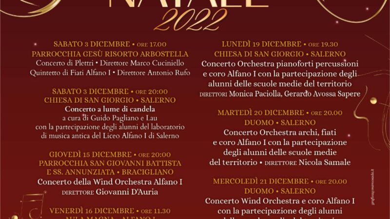 Salerno: Liceo “Alfano I”, calendario nutrito di concerti natalizi