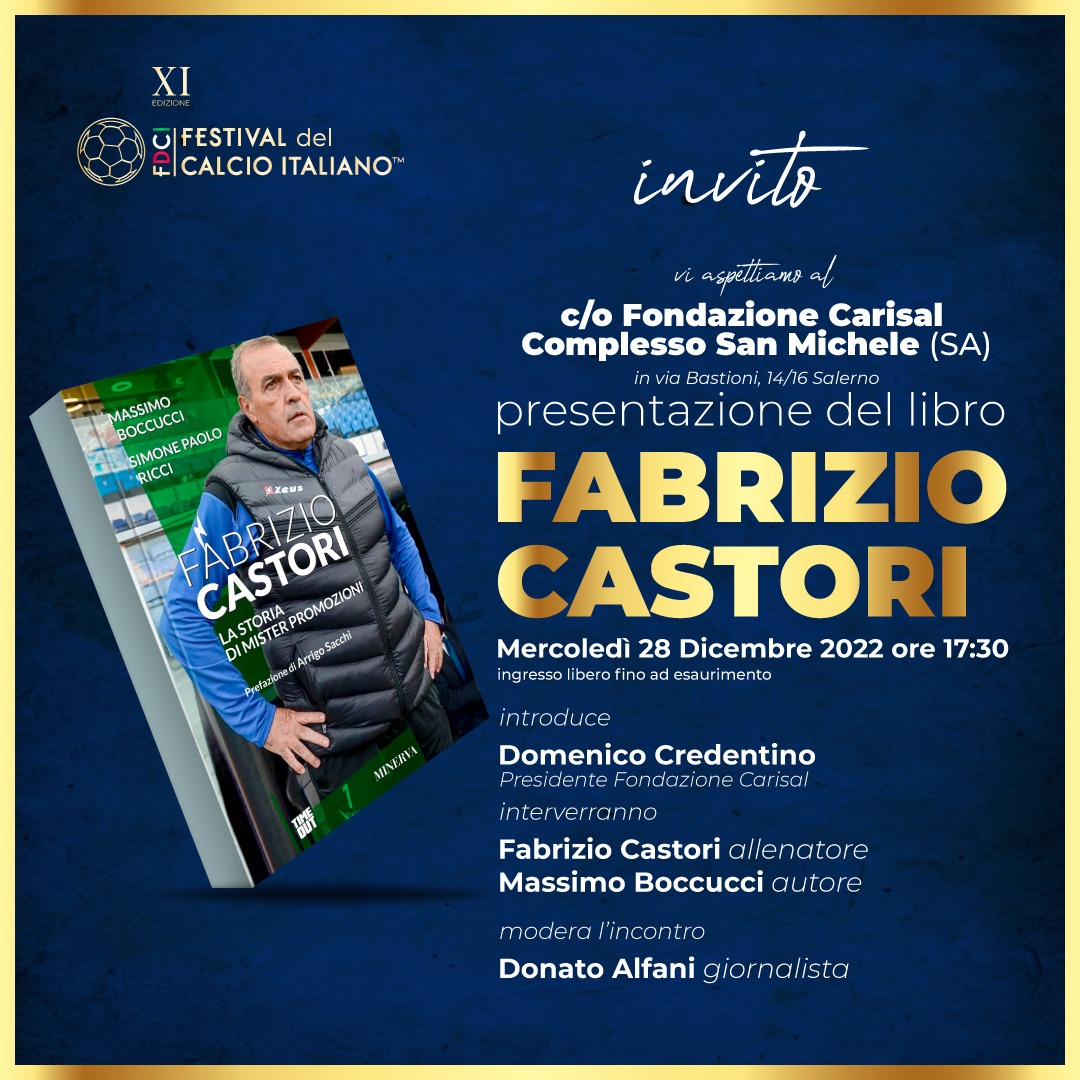 Salerno: Carisal, presentazione libro di Fabrizio Castori “La storia di mister promozioni”