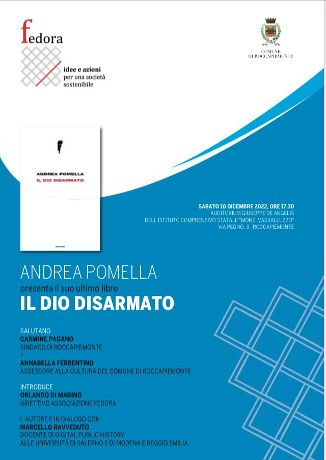 Roccapiemonte: Fedora, presentazione libro “Il Dio disarmato” di Andrea Pomella