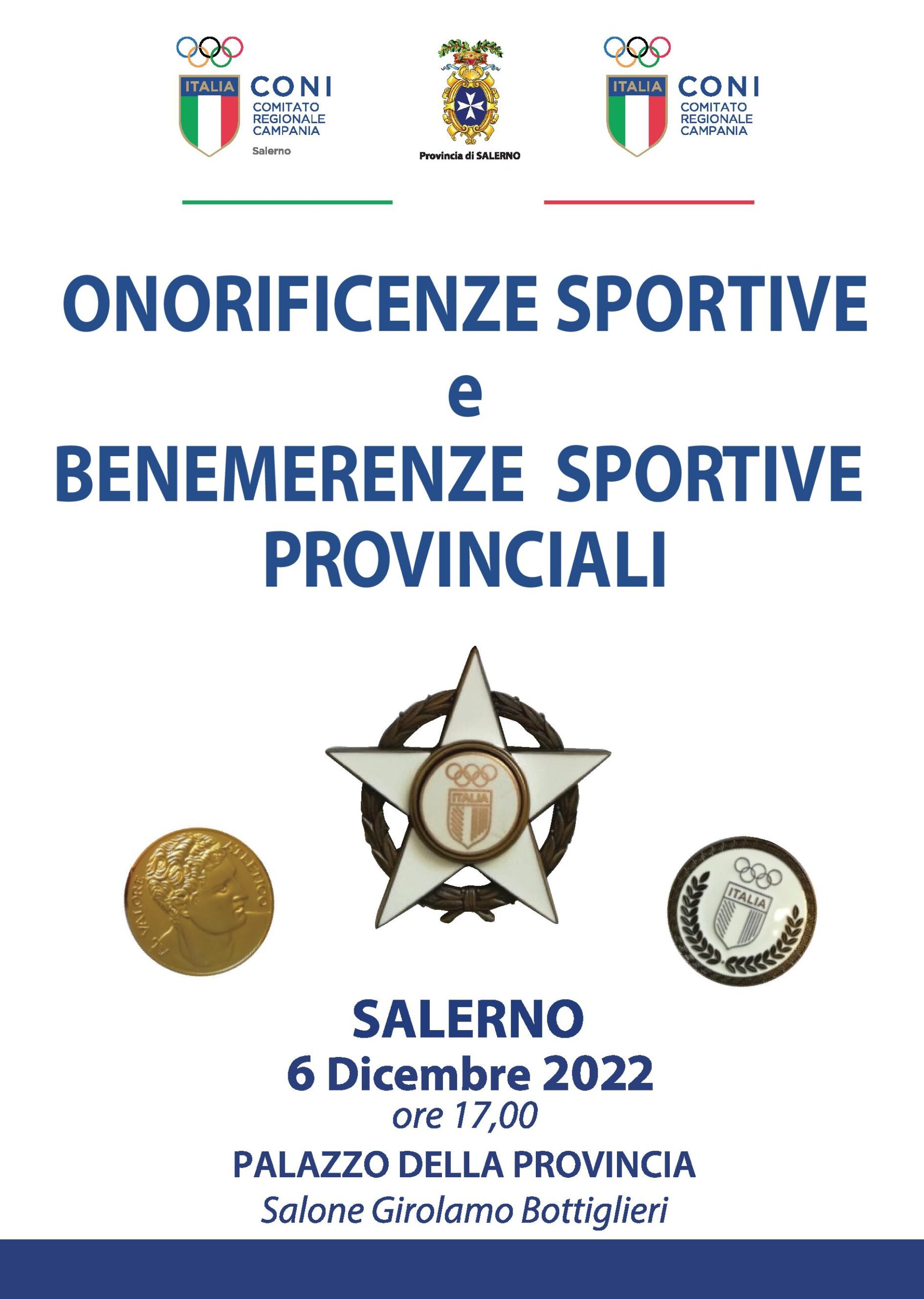 Salerno: consegna “Onorificenze Sportive e Benemerenze Sportive Provinciali”