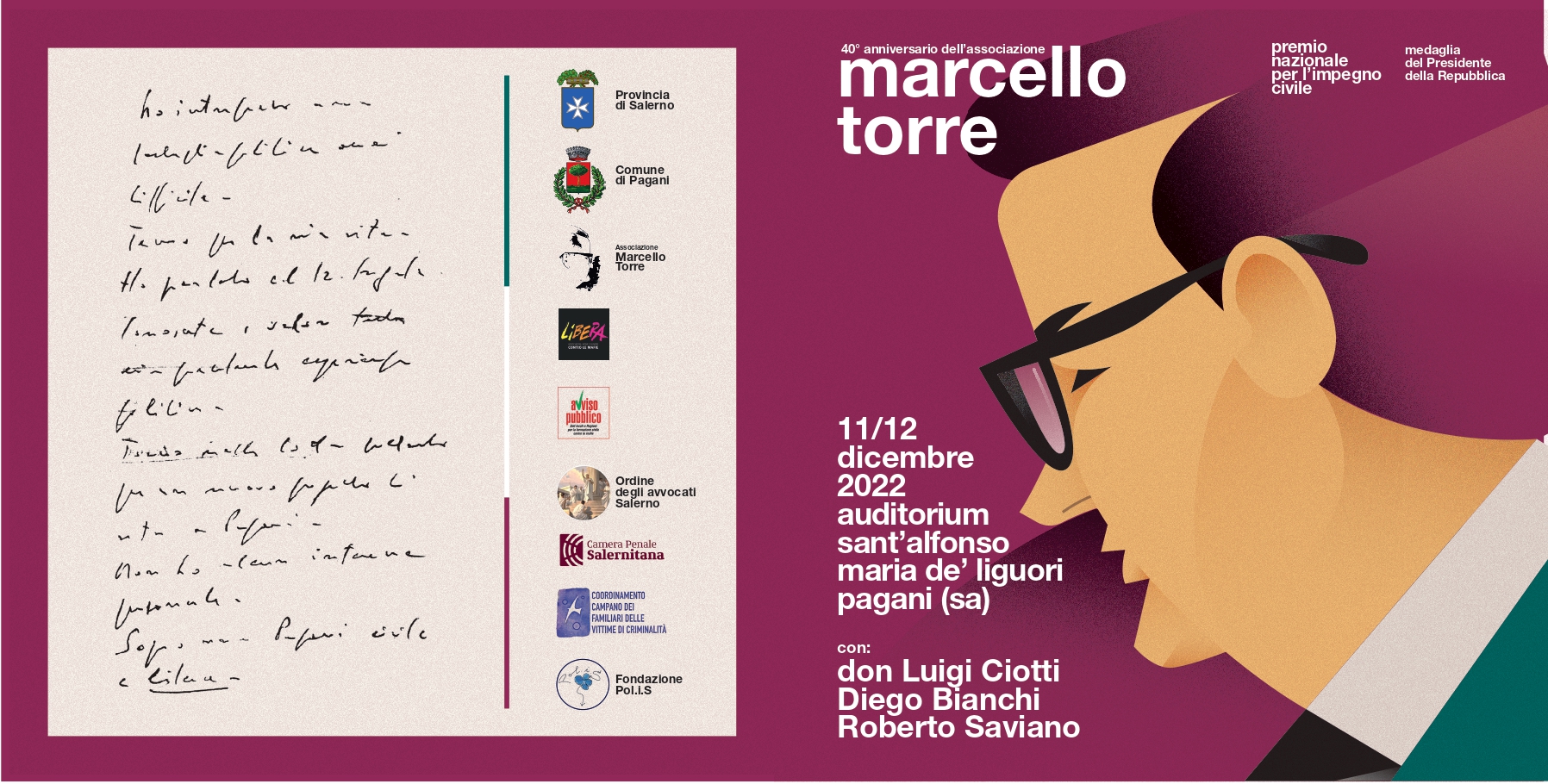 Pagani: Libera, Premio Nazionale per Impegno Civile Marcello Torre