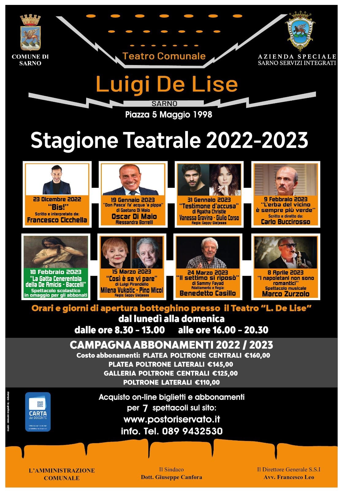 Sarno: Teatro De Lise, al via stagione teatrale