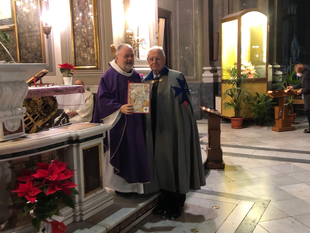 Napoli: Ordine Militare Santa Brigida di Svezia, ambasciatore Ivan Rebernik consegna a Padre Domenico Aiuto I copia calendario 2023 