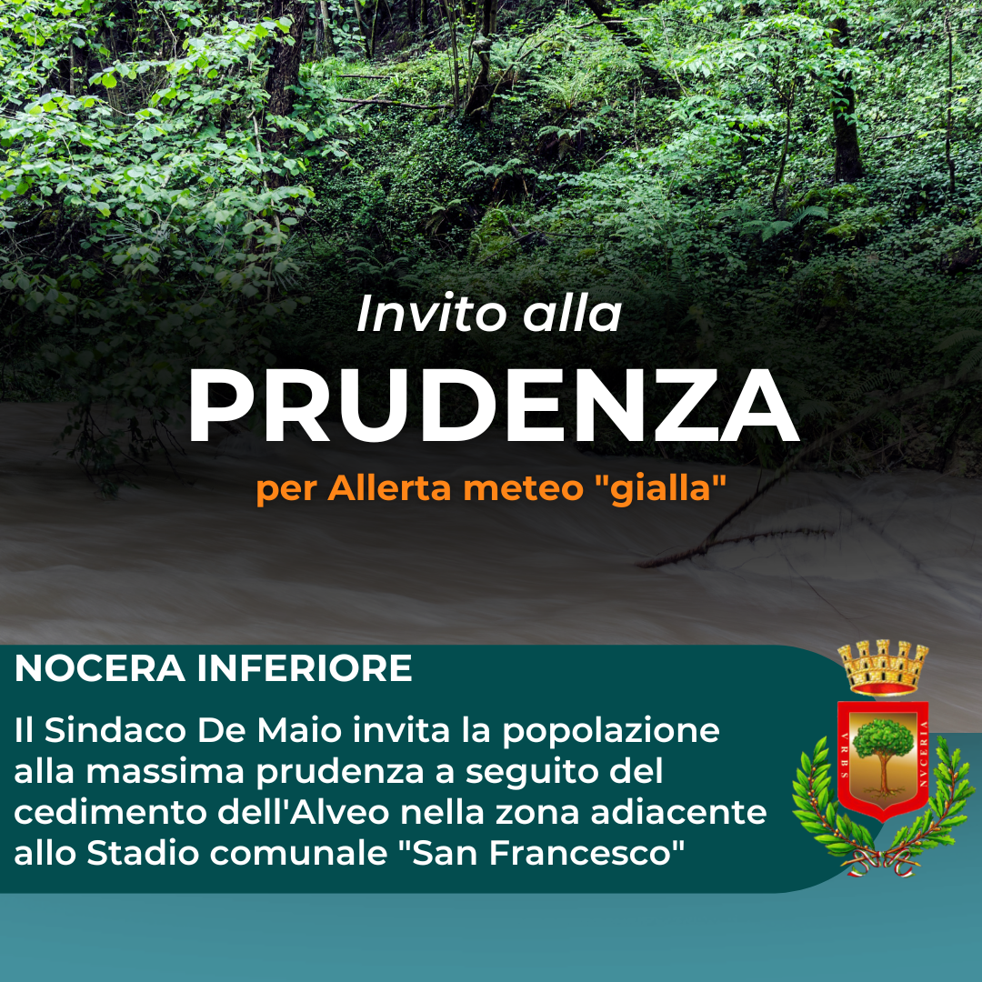 Nocera Inferiore: Sindaco De Maio “Invito a prudenza per allerta meteo”