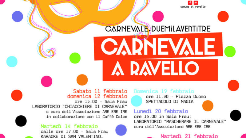 Ravello: Carnevale, appuntamenti a San Valentino 