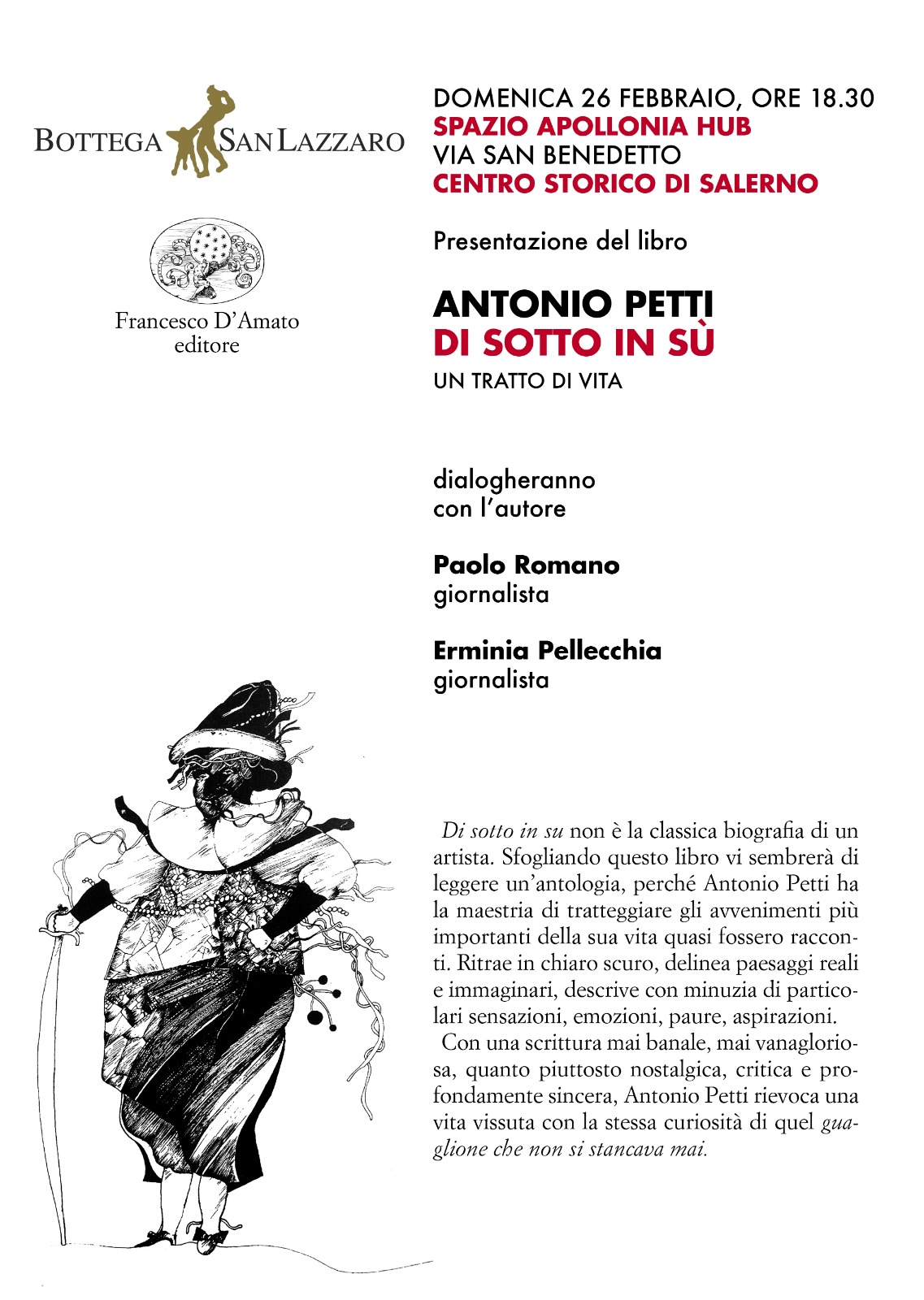 Salerno: a Sant’Apollonia, Antonio Petti con “Di sotto in su”, biografia di un artista “guaglione”