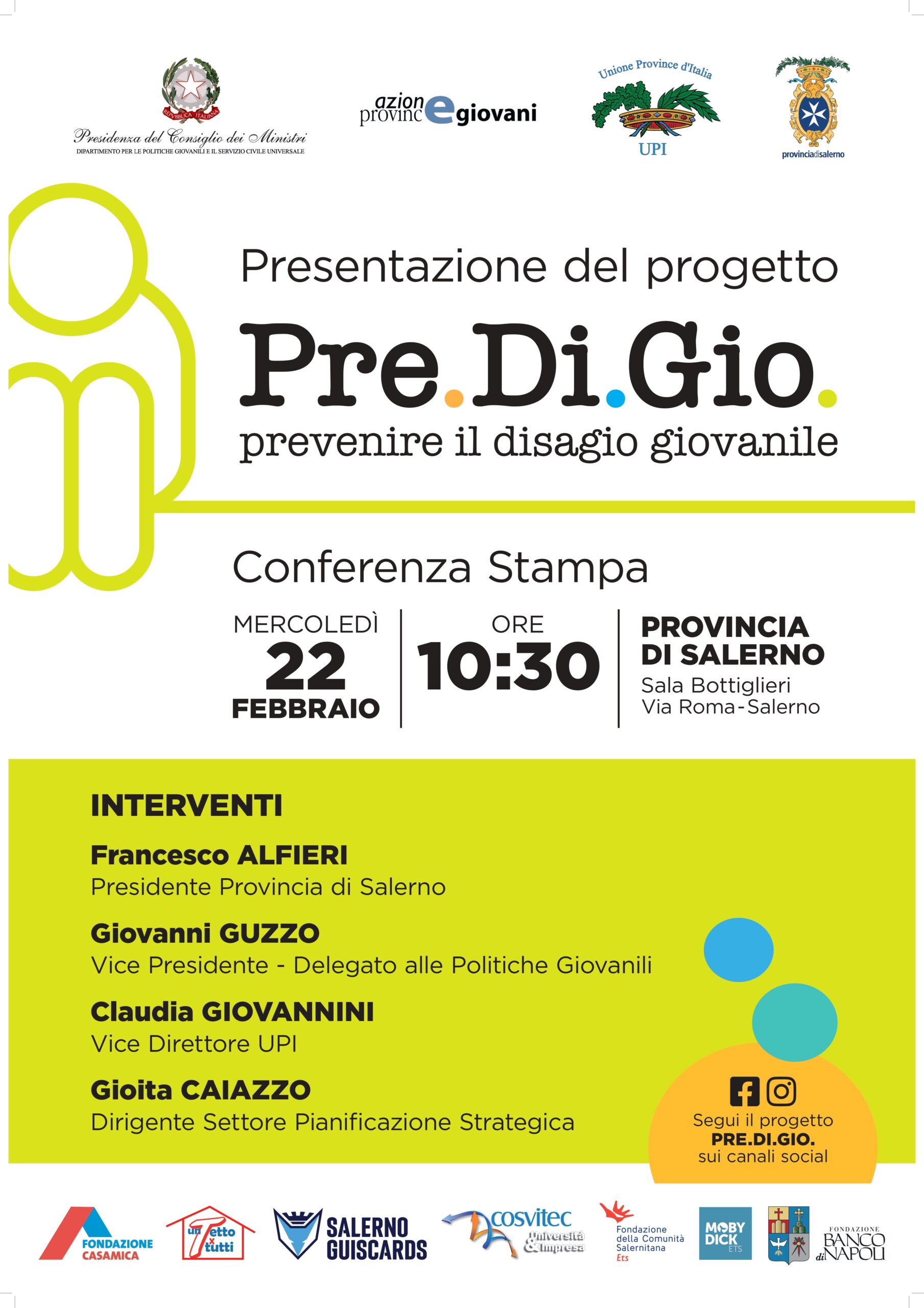Salerno: a Palazzo Sant’Agostino presentazione progetto PRE.DI.GIO su disagio giovanile