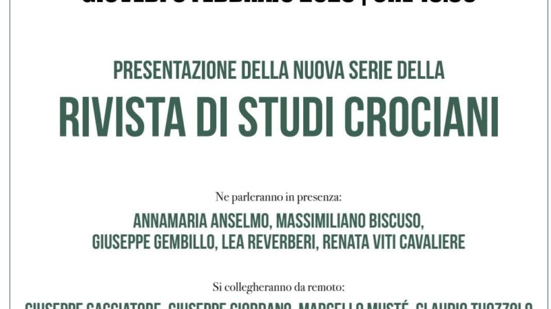 Napoli: presentazione ‘Rivista di Studi Crociani”