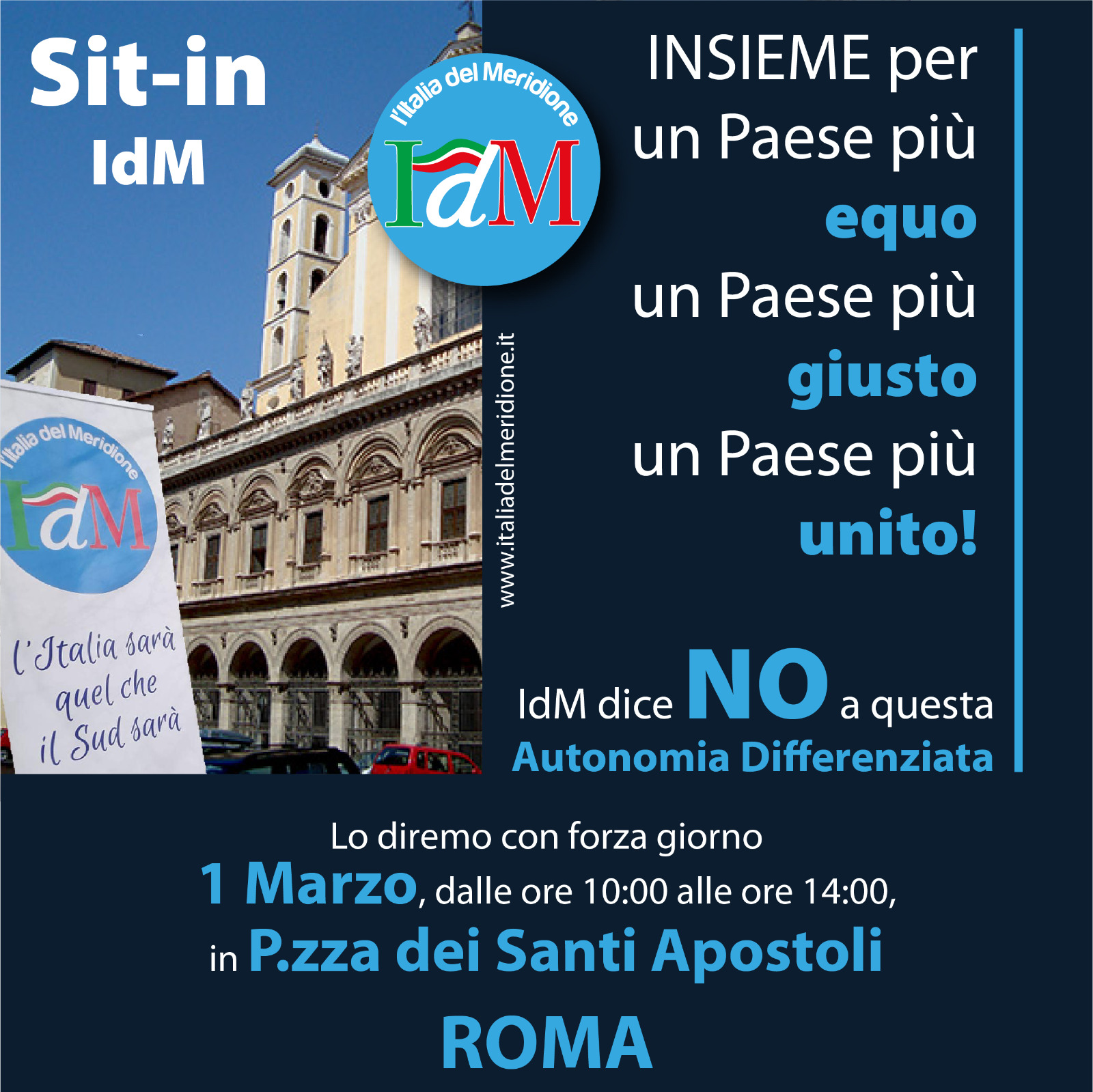 Roma: Italia del Meridione, manifestazione per ritiro DDL per autonomia differenziata