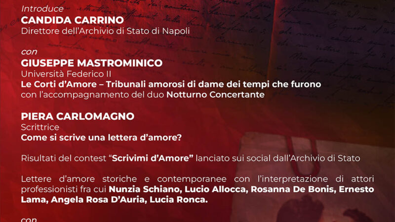 Napoli: all’Archivio di Stato “Scrivimi d’amore – Lettere dalla penna d’oca ai messaggi Whatsapp”