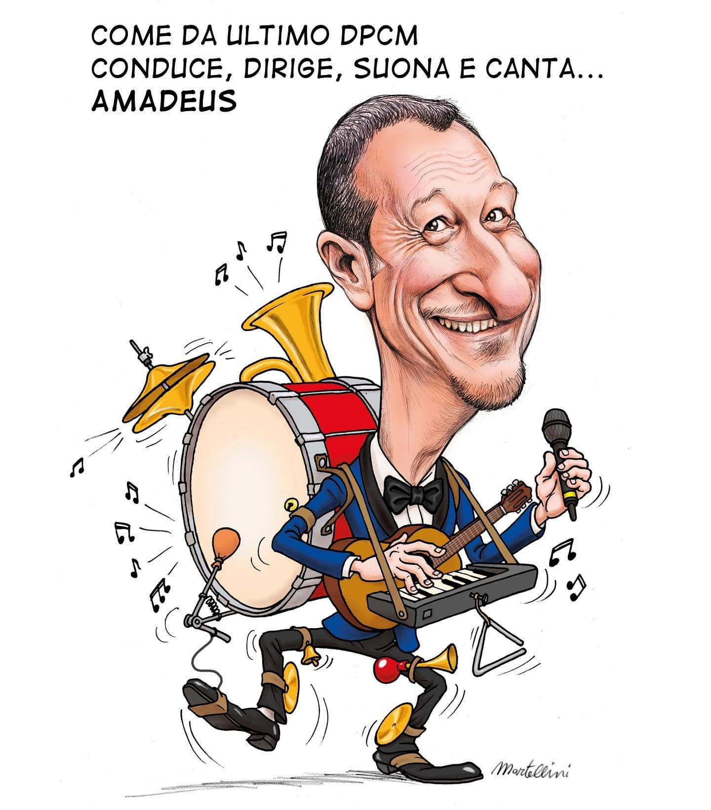 Festival Sanremo: caricatura di Amadeus