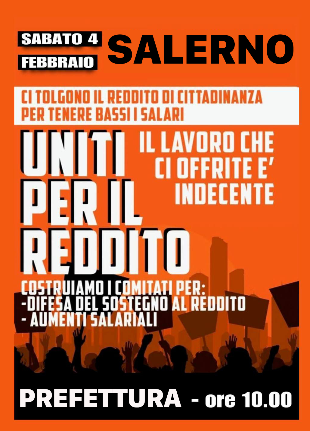 Salerno: USB, Uniti per Reddito, in piazza per RdC contro carovita