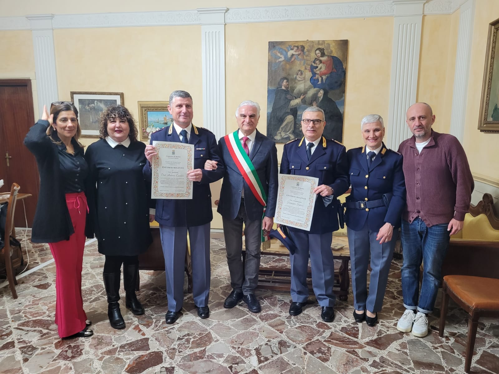 Sarno: encomio solenne a vice Questore Antonio Capaldo e a Vice Commissario Gennaro Sacco