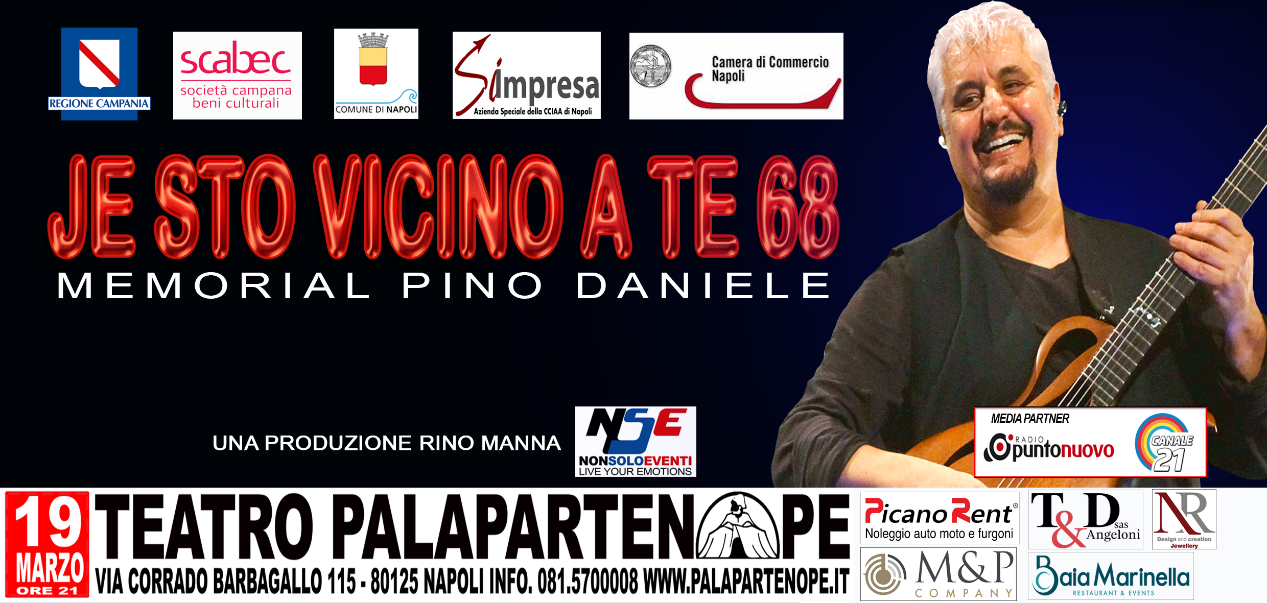Napoli: a Palapartenope “Je sto Vicino a te”, memorial a Pino Daniele