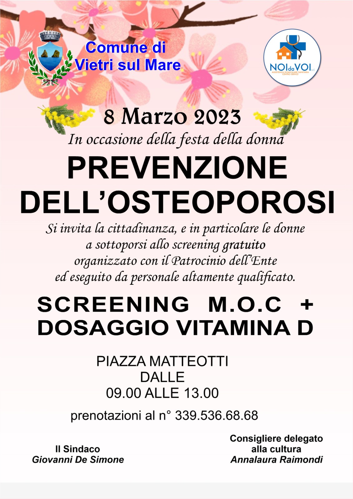 Vietri sul Mare: 8 Marzo, screening gratuito per prevenzione osteoporosi
