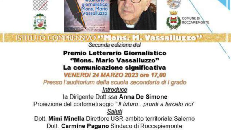 Roccapiemonte: serata finale 2^ ediz. Premio “Mons. Mario Vassalluzzo- La comunicazione significativa”