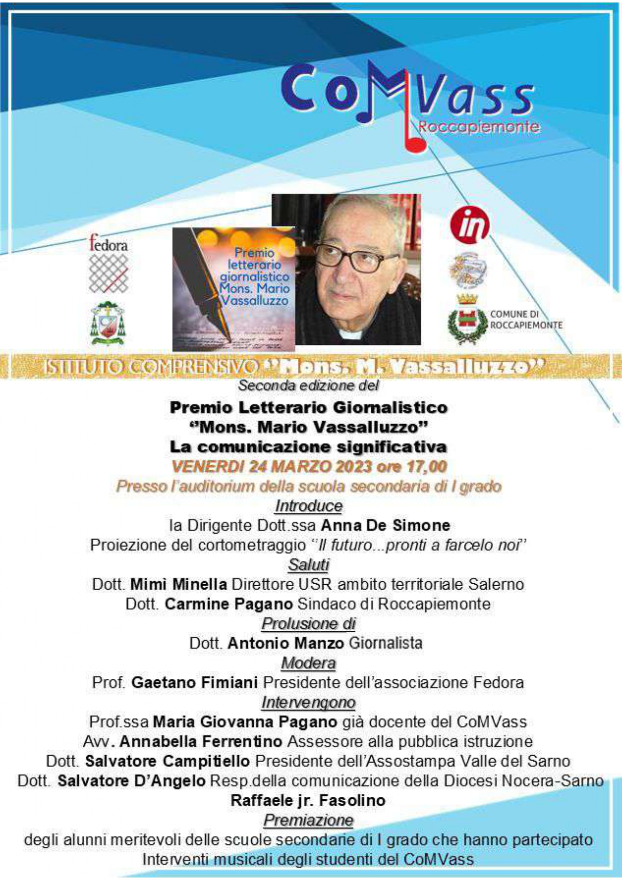 Roccapiemonte: serata finale 2^ ediz. Premio “Mons. Mario Vassalluzzo- La comunicazione significativa”
