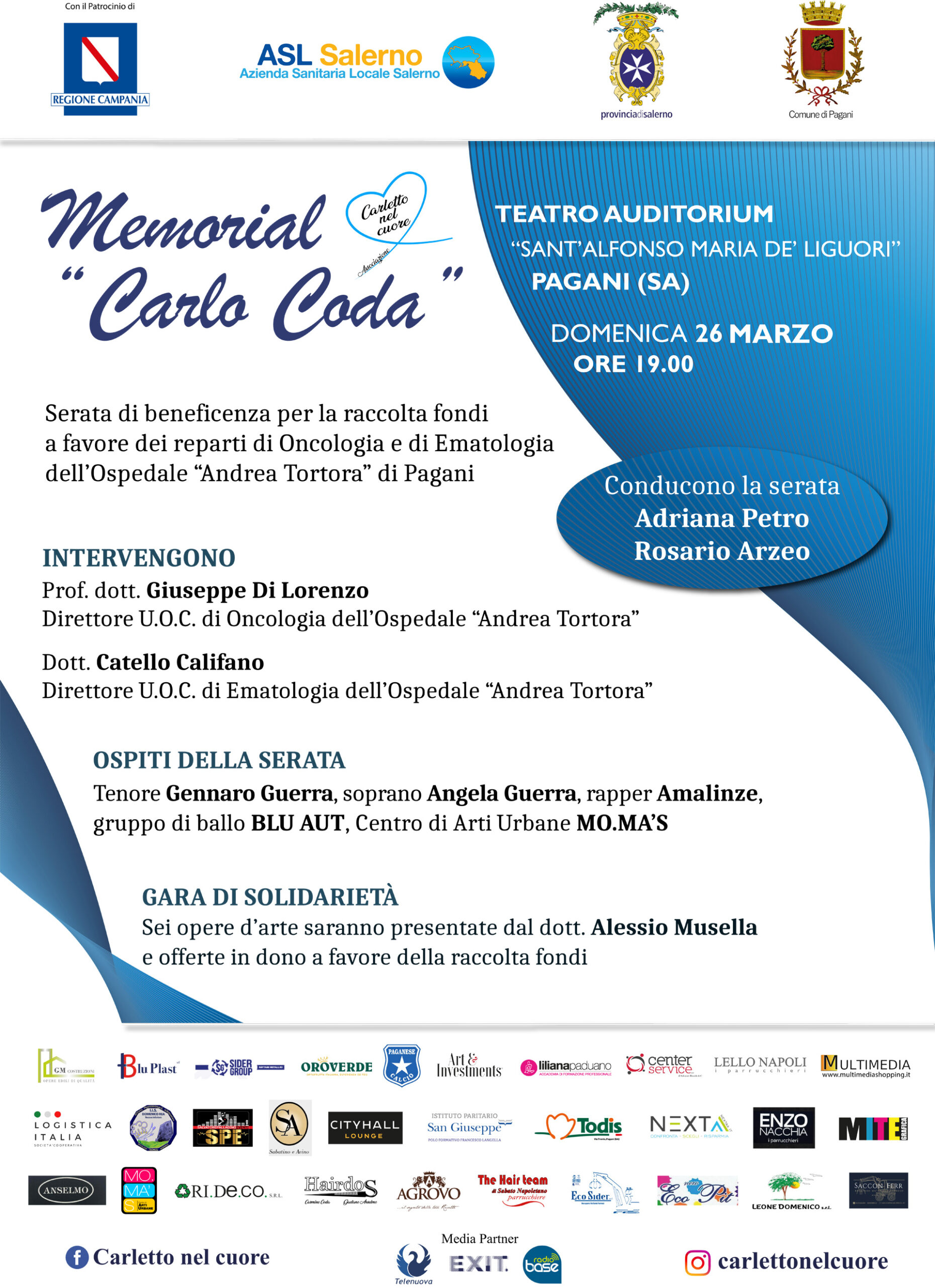 Pagani: Memorial Carlo Coda all’Auditorium Sant’Alfonso