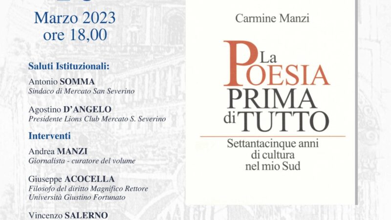 Mercato San Severino: presentazione libro postumo di Carmine Manzi “La poesia prima di tutto”