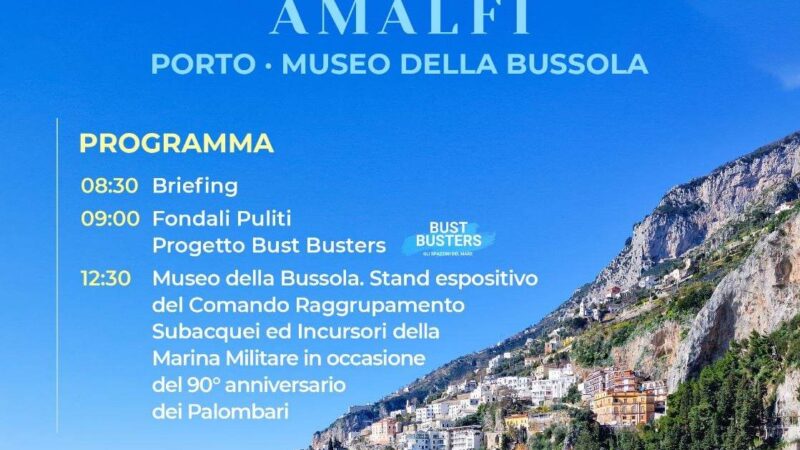 Amalfi: Legalità, salvaguardia mare, immersione con ragazzi dell’Area Penale di Napoli con Palombari Marina Militare per pulizia Fondali, mostra in Arsenale