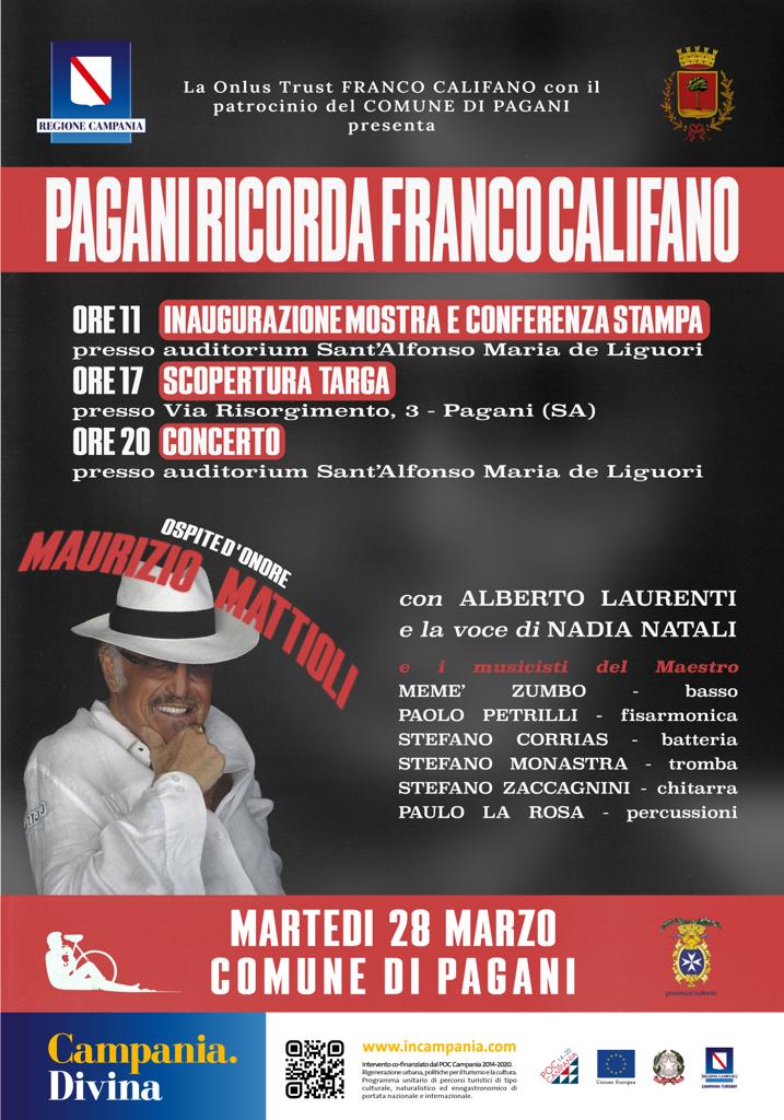 Pagani: memorial Franco Califano nel decennale scomparsa