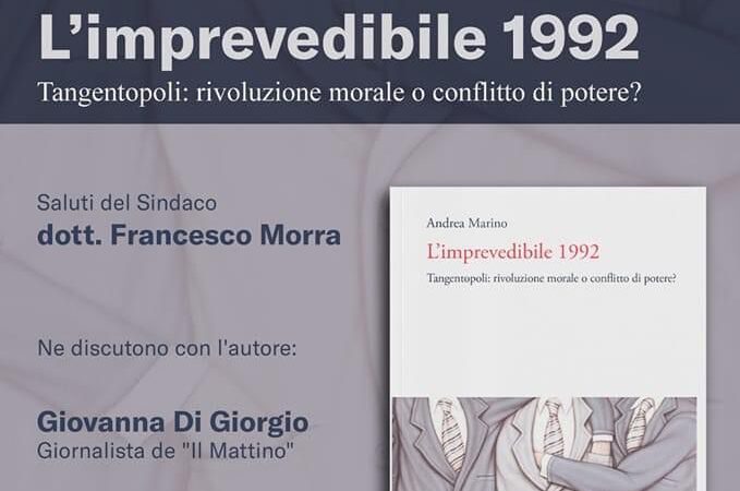 Pellezzano: presentazione libro “L’imprevedibile 1992” di Andrea Marino