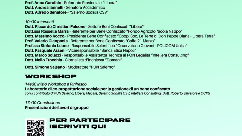 Salerno: Unisa con “Campania Felix per recupero Beni Confiscati”