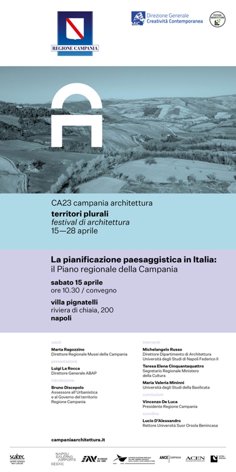 Regione Campania: presentato Piano Paesaggistico, al via “Festival Campania Architettura 2023_territori plurali”