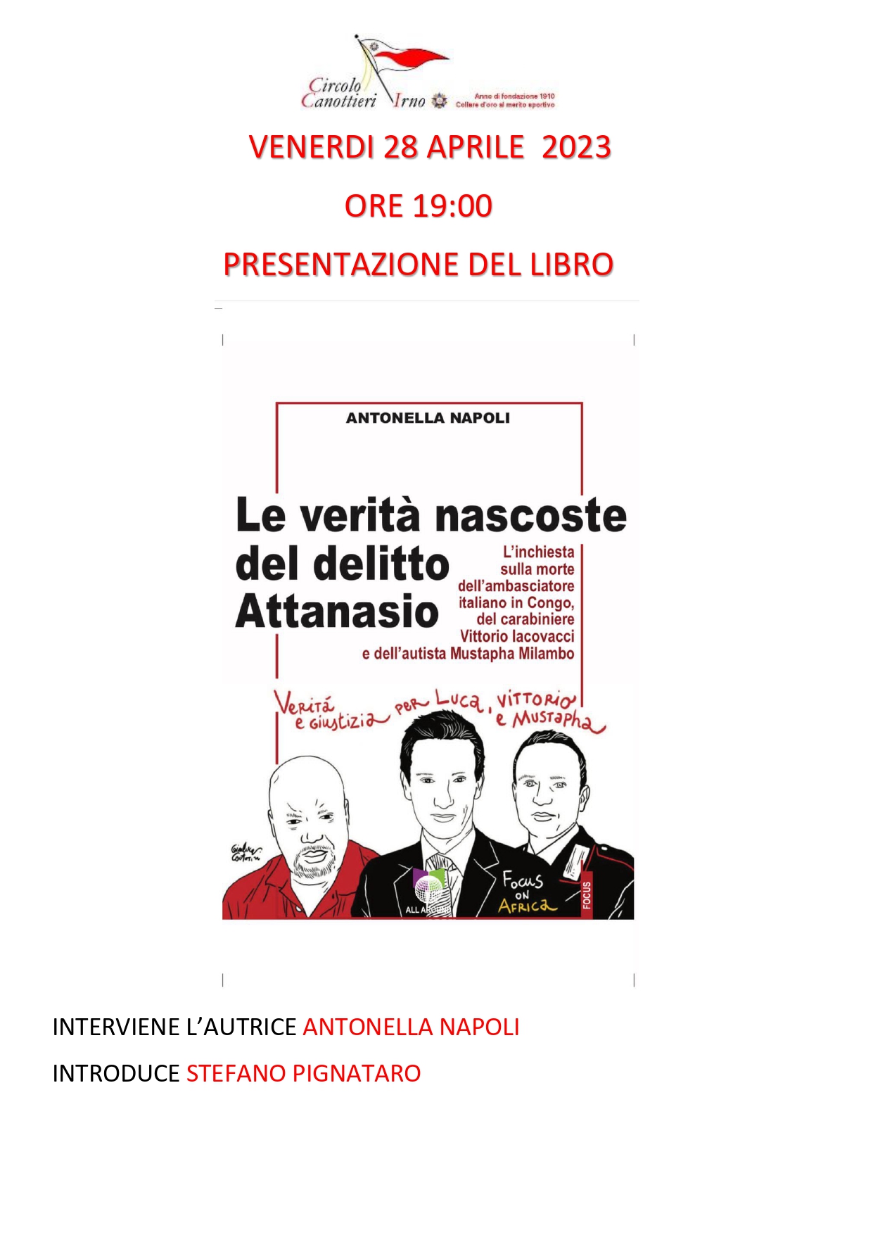 Salerno: SoS Solidarietà, presentazione libro di Antonella Napoli “Le verità nascoste del delitto Attanasio”