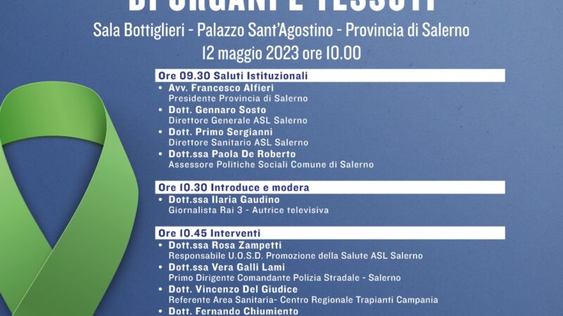 Salerno: “Presentazione locandina divulgativa dire sì alla donazione di organi e tessuti”