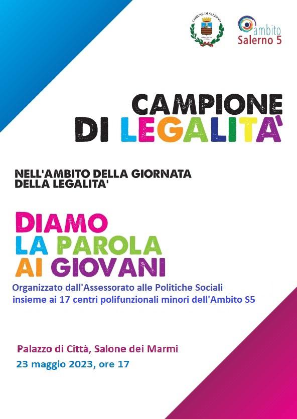 Salerno: “Campione di Legalità – Diamo la Parola ai Giovani”, presentazione a Palazzo di Città