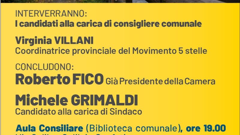 Scafati: Amministrative, ex Presidente della Camera, Roberto Fico, a sostegno candidato Sindaco Michele Grimaldi 
