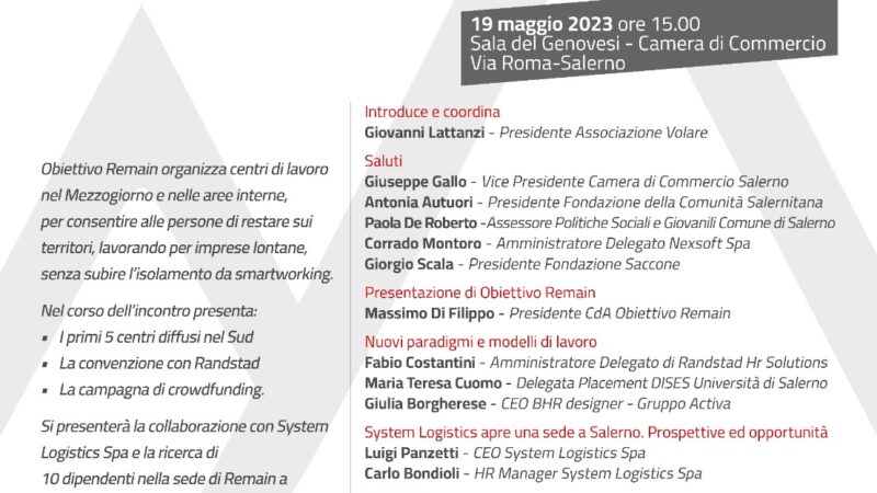 Salerno: Camera di Commercio, 200 posti di lavoro con azienda modenese, presentazione progetto 