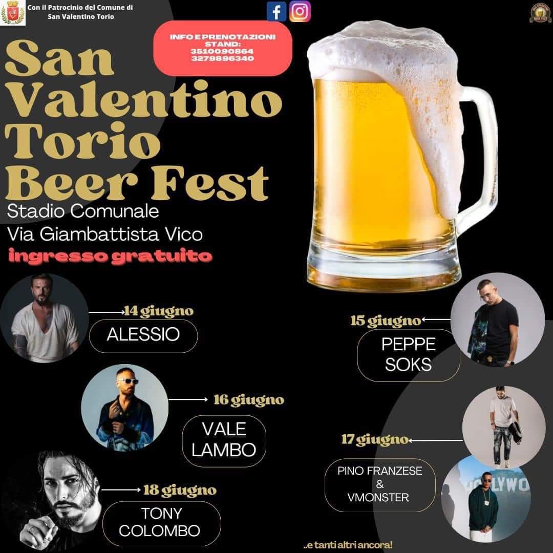 San Valentino Torio: Festa della Birra, 5 serate di spettacoli