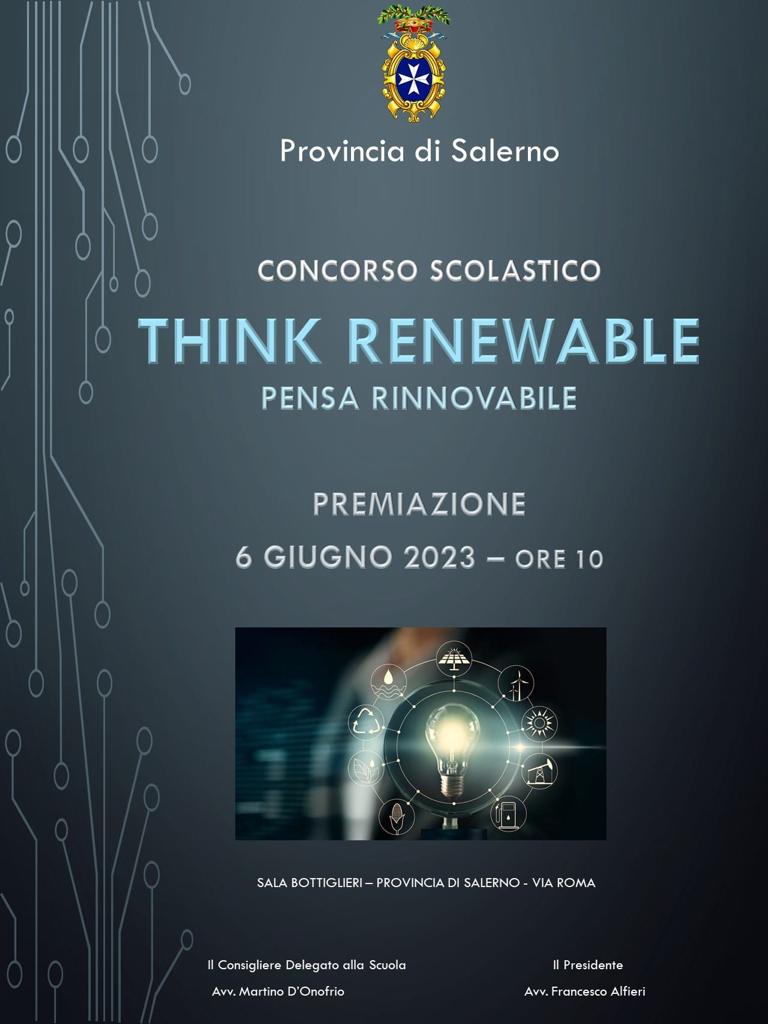 Salerno: Scuole, premiazione “THINK RENEWABLE” a Palazzo Sant’Agostino