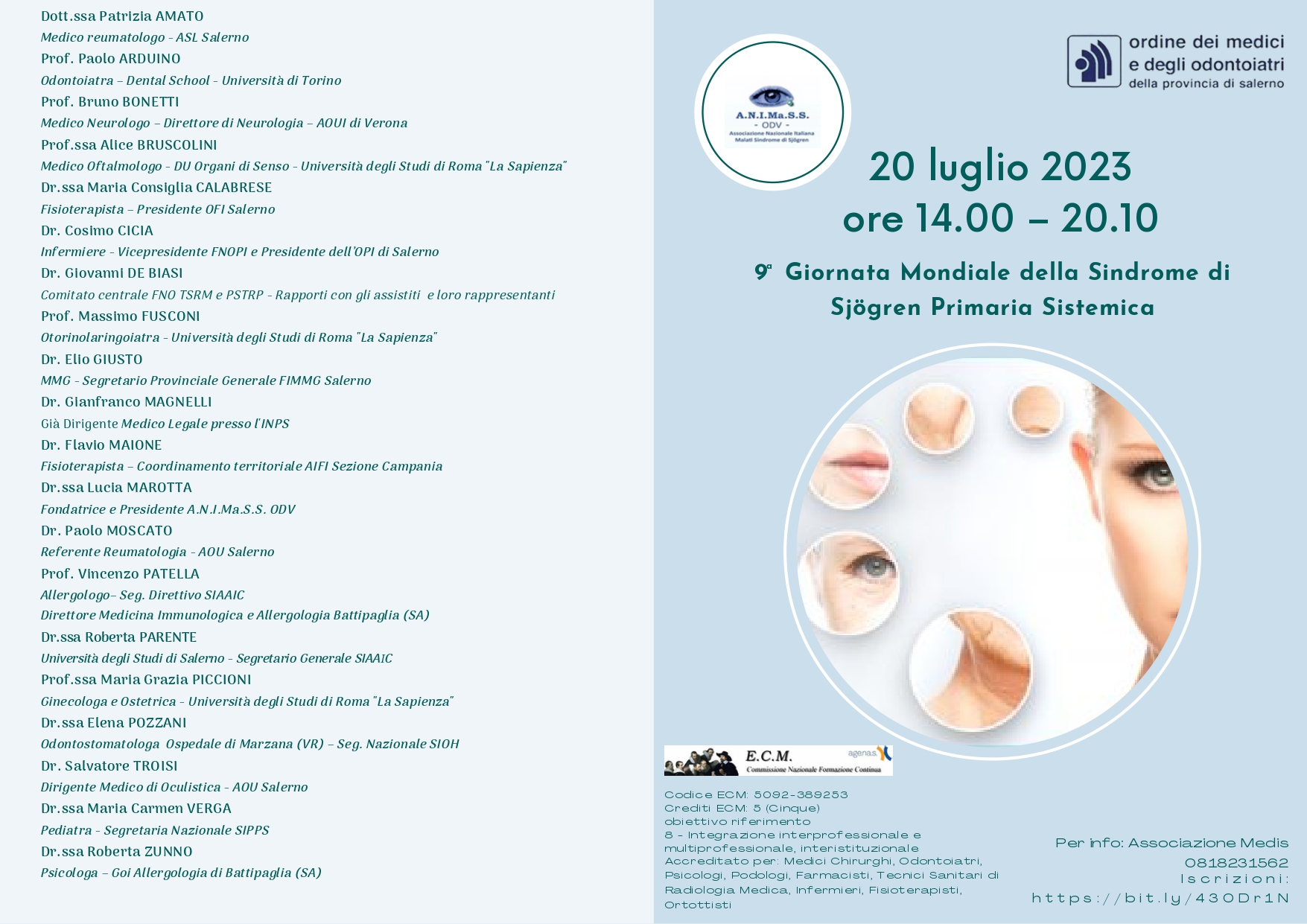 Salerno: all’Ordine dei Medici 9^ Giornata Mondiale Sindrome di Sjögren Primaria Sistemica ECM