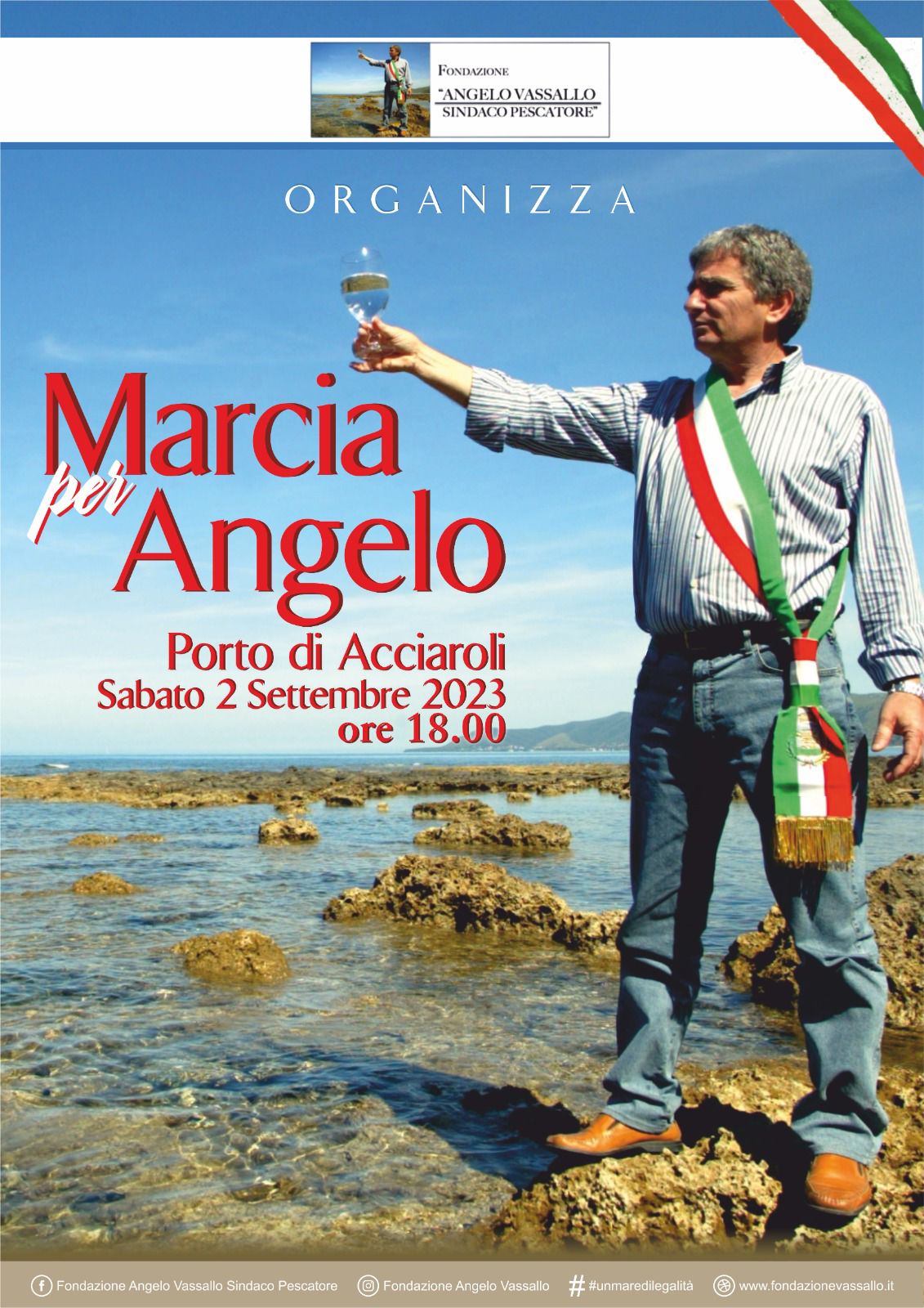 Pollica: Fondazione Vassallo, marcia legalità per commemorazione 13° anniversario uccisione Sindaco Pescatore