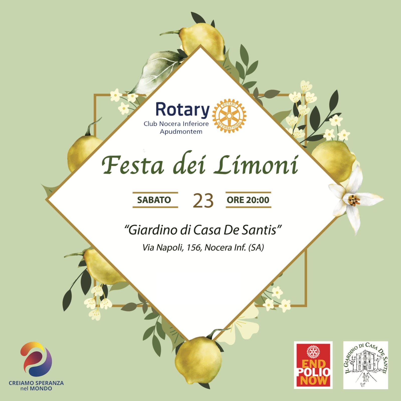 Nocera Inferiore: Rotary Apudmontem “Festa dei Limoni” al Giardino di Casa De Santis