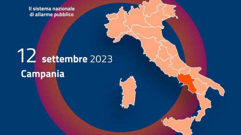 Regione Campania: IT-alert, test sistema nazionale d’allarme pubblico sperimentale, suono su cellulari alle 12,00